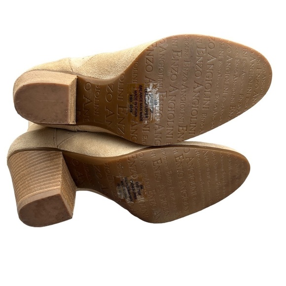 NWT Enzo Angiolini‎ Tan Suede Heel Ankle Pull-on Boots Size 6 Beige Color - Picture 6 of 8